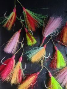 assist hook double habillés fibre et tinsel arcapeche pour pêche au jig